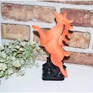 Vtg MCM Fluorescent Orange Red Rearing Stag Buck Deer Norleans 9"